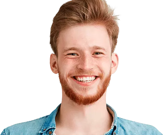 starter met rossig haar en een baard